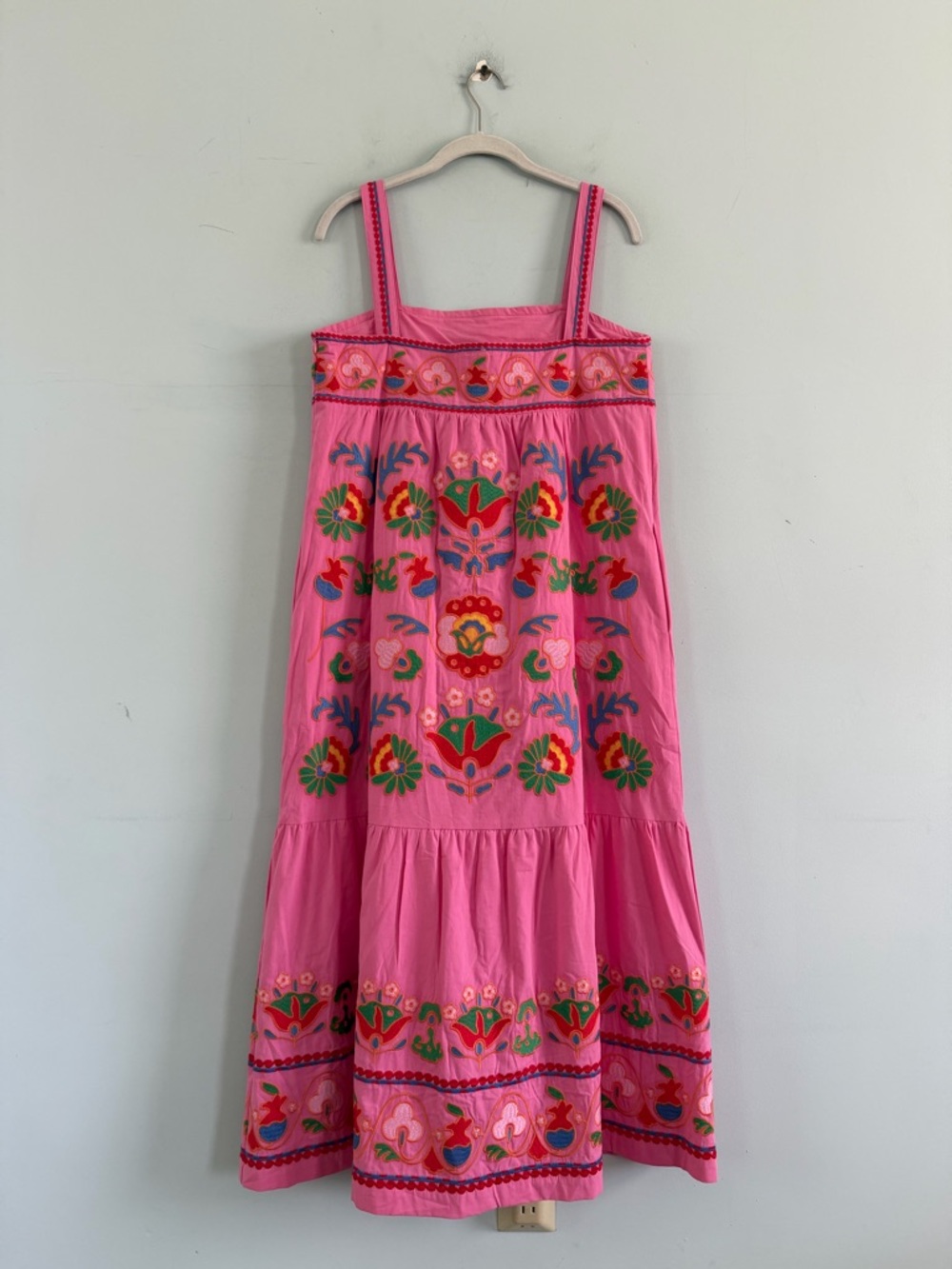 NWT J.Marie Landon Pink Embroidered Sleeveless Preppy Vacation Midi Dress - Picture 6 of 9